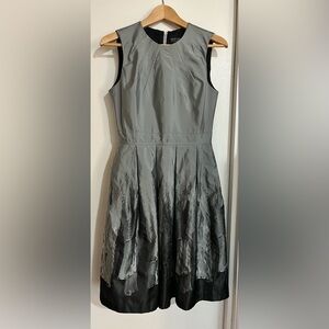 David Dixon sleeveless satiny gray & black fit & flare dress with pockets